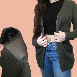 Nordstrom Forest Green Zip Cardigan